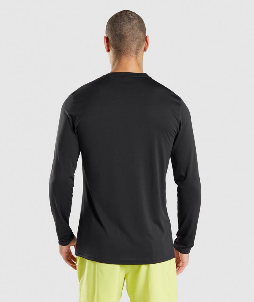 Koszulki Gymshark Arrival Long Sleeve Męskie Czarne | PL 817NJW